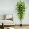 6' Artificial Ficus Silk Tree Fake Plant Potted Decor Yard Outdoor Indoor